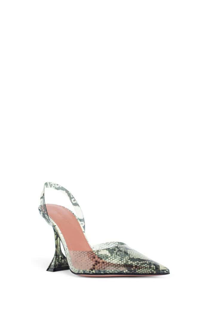 amina muaddi holli glass snake printed pvc slingback pumps AMINA MUADDI Holli Glass Snake Printed Pvc Slingback Pumps