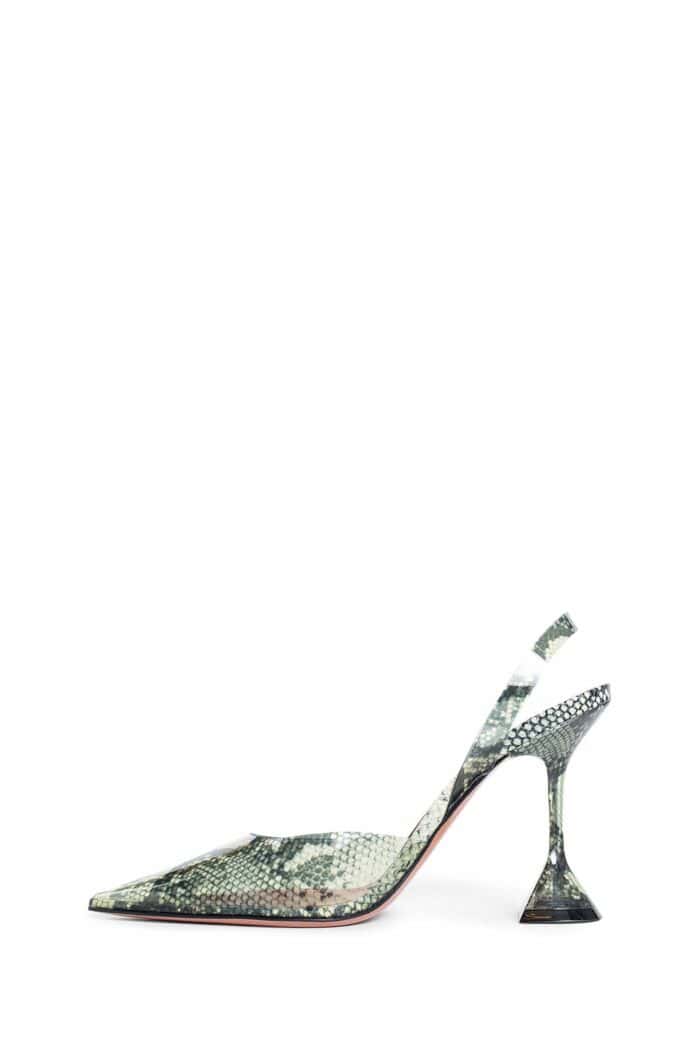 amina muaddi holli glass snake printed pvc slingback pumps AMINA MUADDI Holli Glass Snake Printed Pvc Slingback Pumps