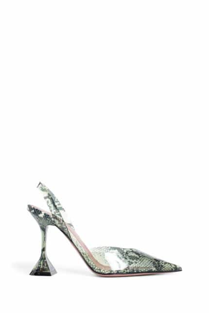 AMINA MUADDI Holli Glass Snake Printed Pvc Slingback Pumps