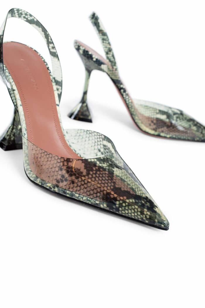 amina muaddi holli glass snake printed pvc slingback pumps AMINA MUADDI Holli Glass Snake Printed Pvc Slingback Pumps