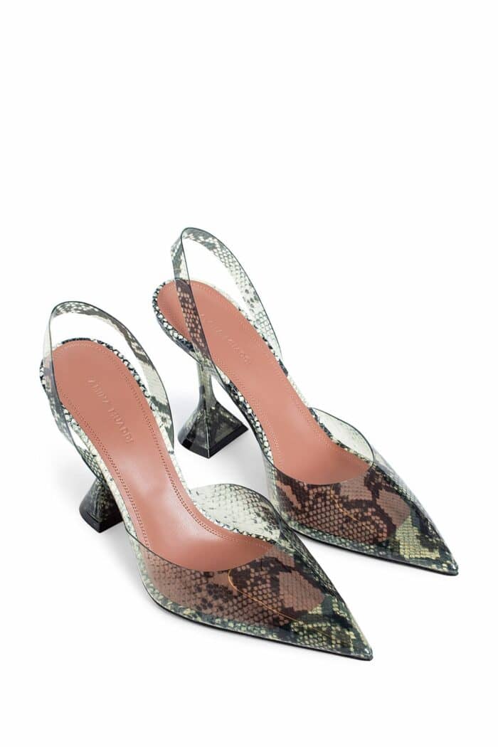 amina muaddi holli glass snake printed pvc slingback pumps AMINA MUADDI Holli Glass Snake Printed Pvc Slingback Pumps