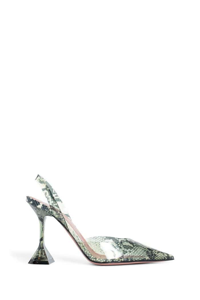 amina muaddi holli glass snake printed pvc slingback pumps AMINA MUADDI Holli Glass Snake Printed Pvc Slingback Pumps