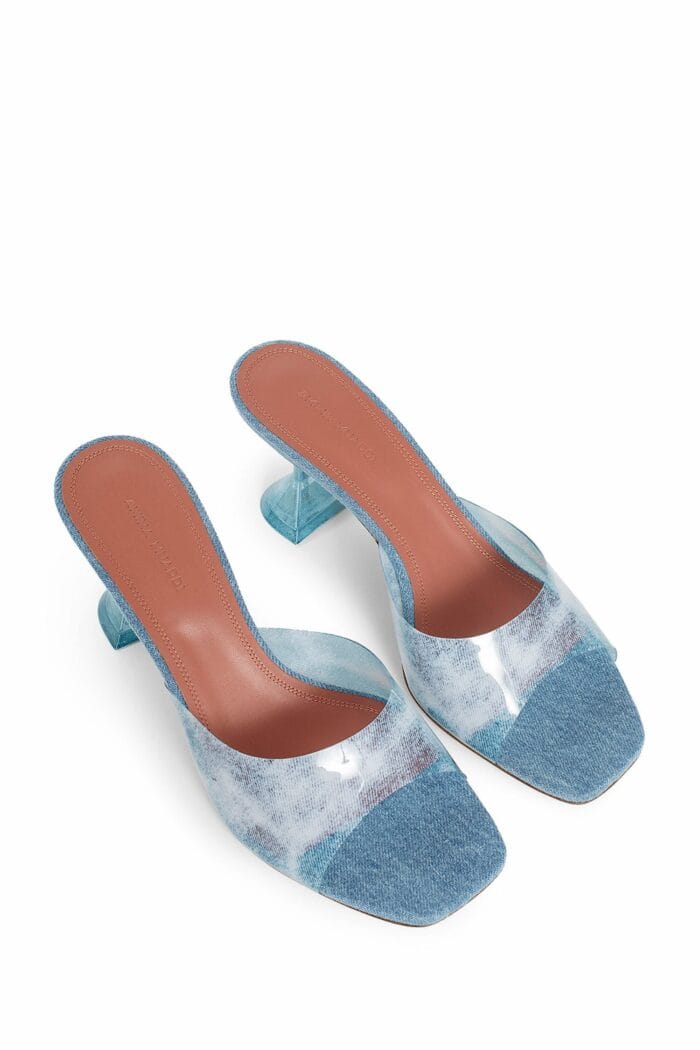 AMINA MUADDI Lupita Glass Pvc Denim Mules