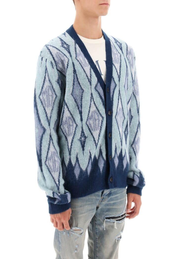 Amiri Argyle Bruhed-yarn Cardigan