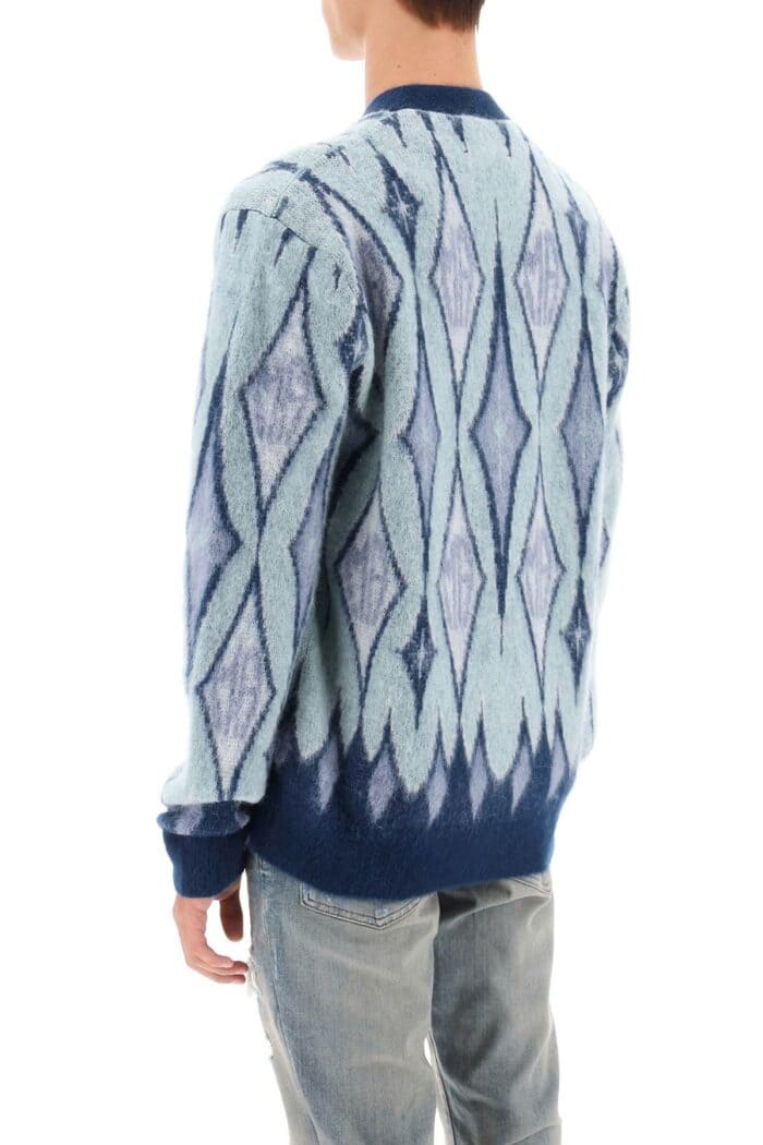 Amiri Argyle Bruhed-yarn Cardigan