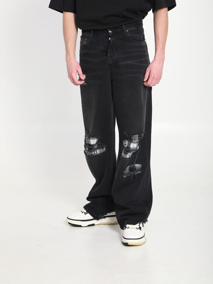 Amiri Flannel Repair baggy jeans