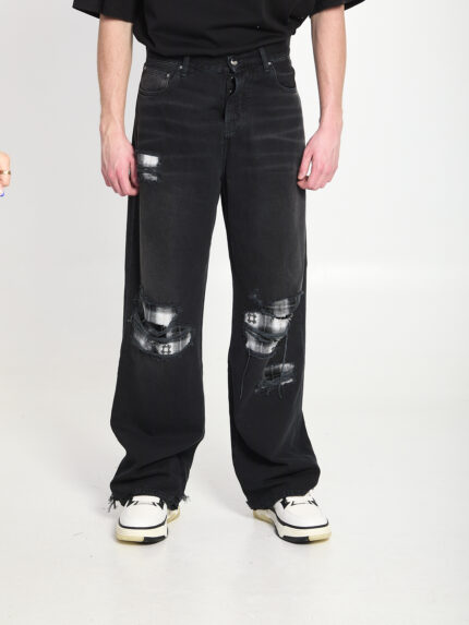 Amiri Flannel Repair baggy jeans
