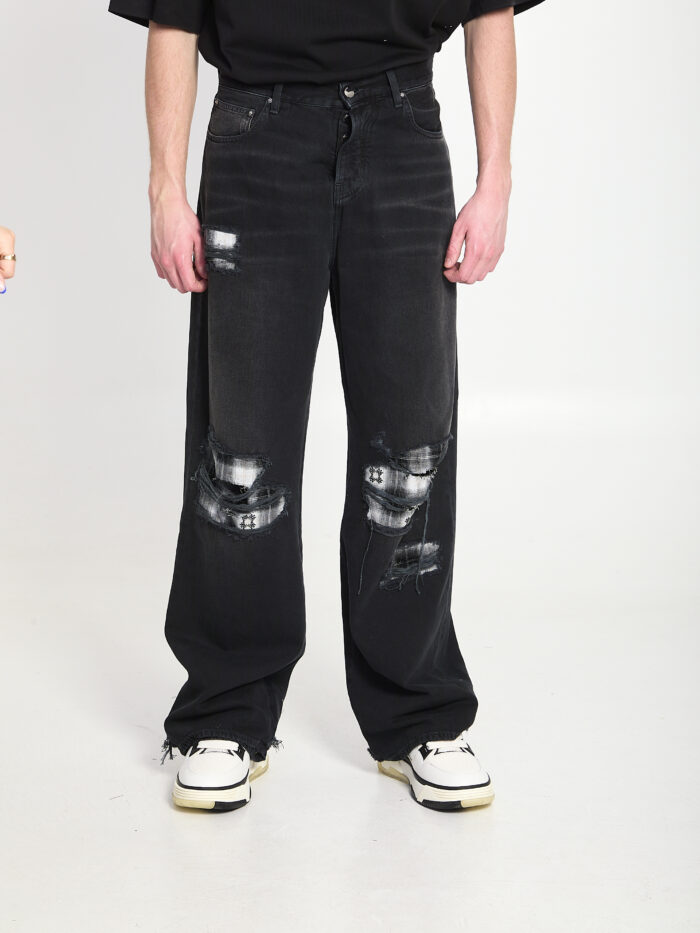 Amiri Flannel Repair baggy jeans