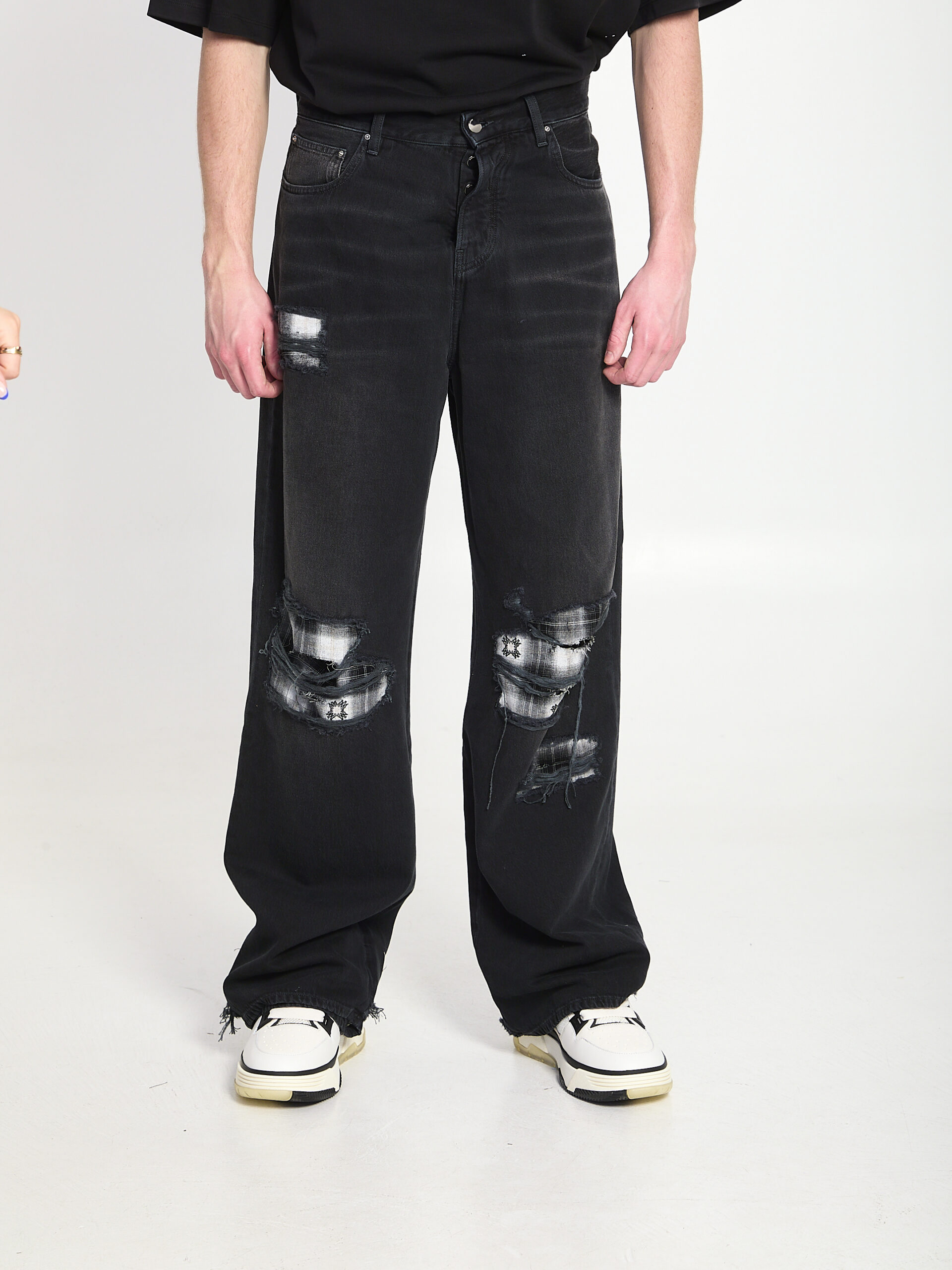 Amiri Flannel Repair baggy jeans