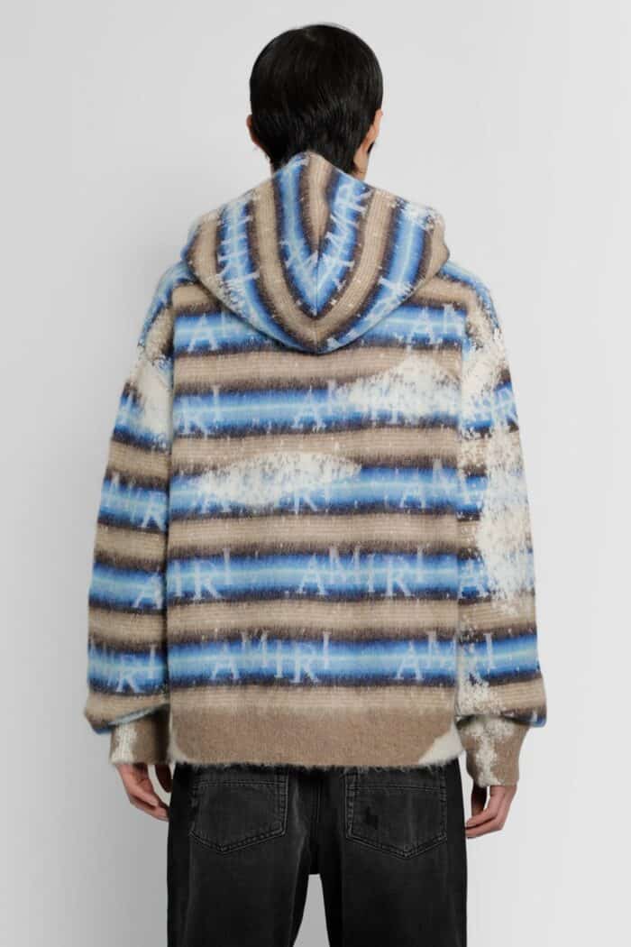 amiri logo staggered striped hoodie AMIRI Logo Staggered Striped Hoodie