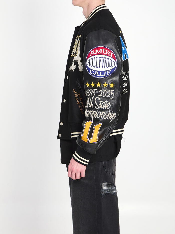 Amiri Varsity patch bomber jacket