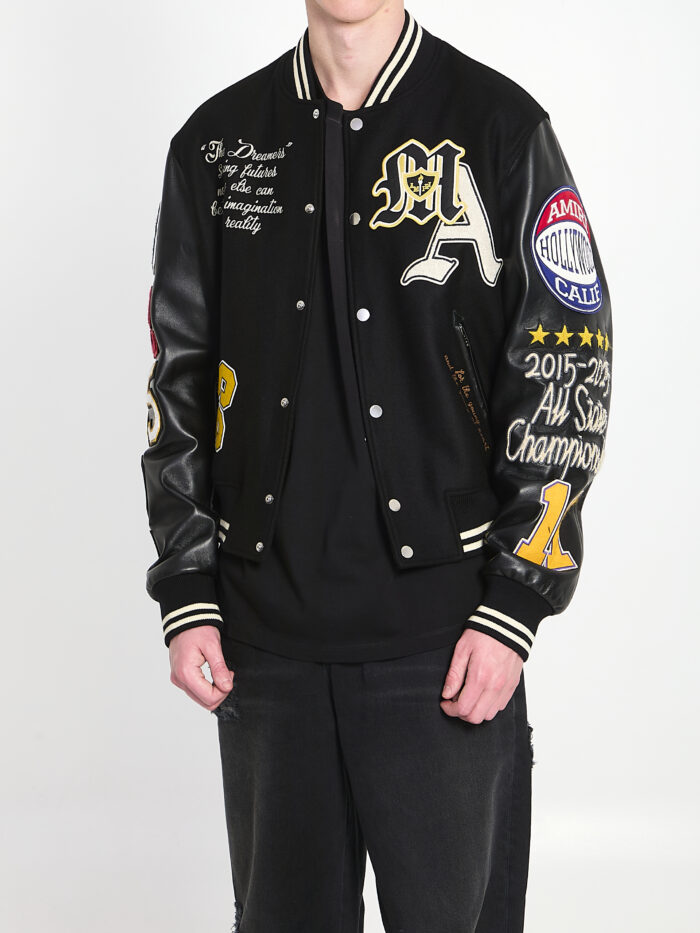 Amiri Varsity patch bomber jacket
