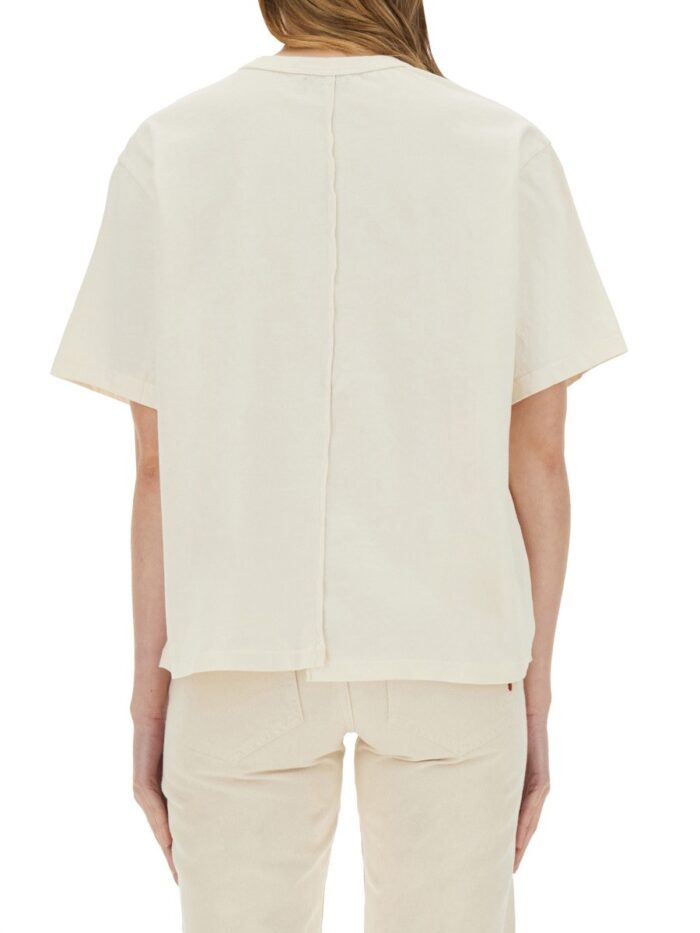 AMISH ASYMMETRIC T-SHIRT WITH MICRO LOGO