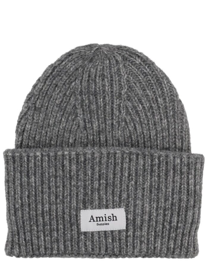 AMISH RIBBED BEANIE WITH LOGO