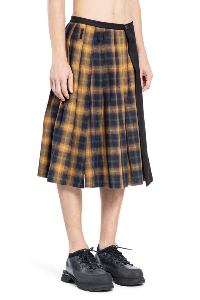 AN OTHER DATE Spliced Pleated Check Skirt