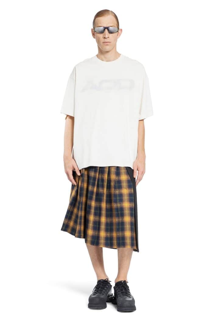 AN OTHER DATE Spliced Pleated Check Skirt