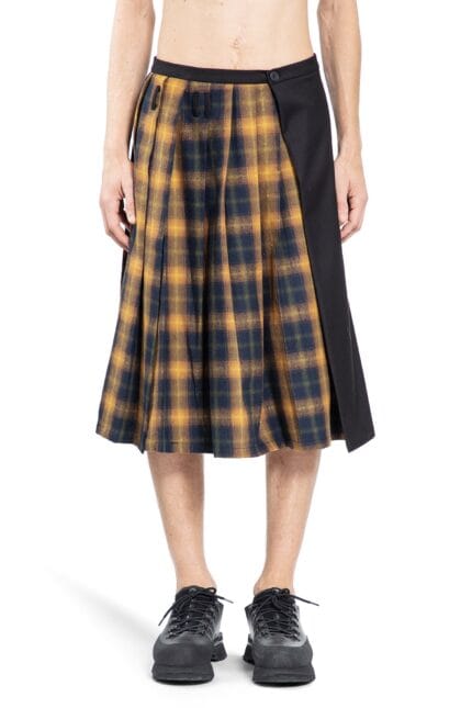 AN OTHER DATE Spliced Pleated Check Skirt