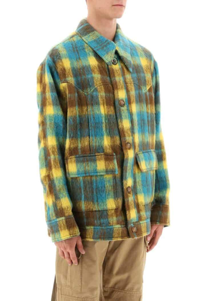 Andersson Bell Brushed-yarn Overshirt With Check Motif