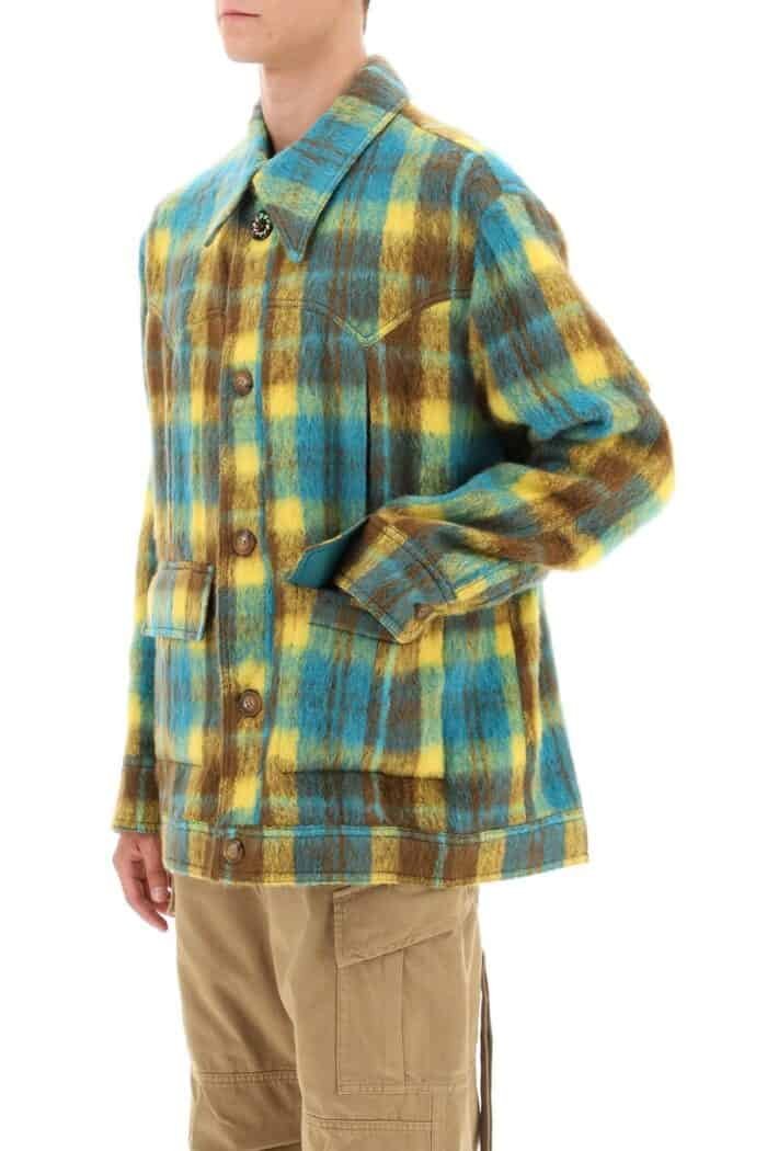 Andersson Bell Brushed-yarn Overshirt With Check Motif