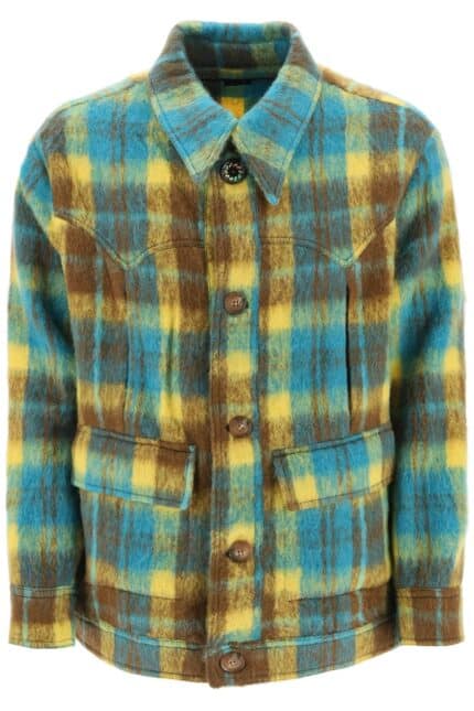 Andersson Bell Brushed-yarn Overshirt With Check Motif