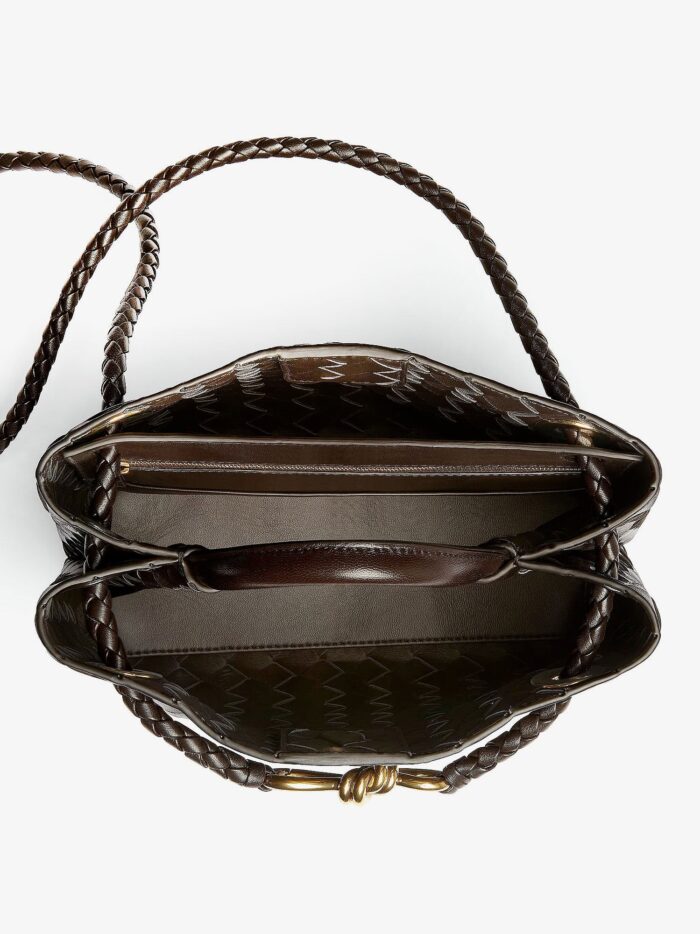 Bottega Veneta Andiamo Small Leather Crossbody Bag With Intrecciato Motif