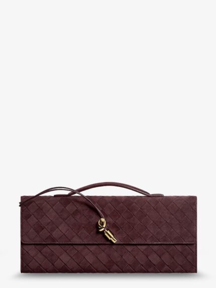 Bottega Veneta Andiamo Suede Clutch With Intrecciato Pattern