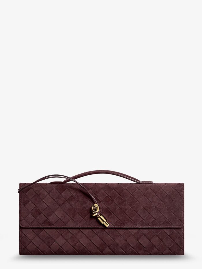 bottega veneta andiamo suede clutch with intrecciato pattern Bottega Veneta Andiamo Suede Clutch With Intrecciato Pattern