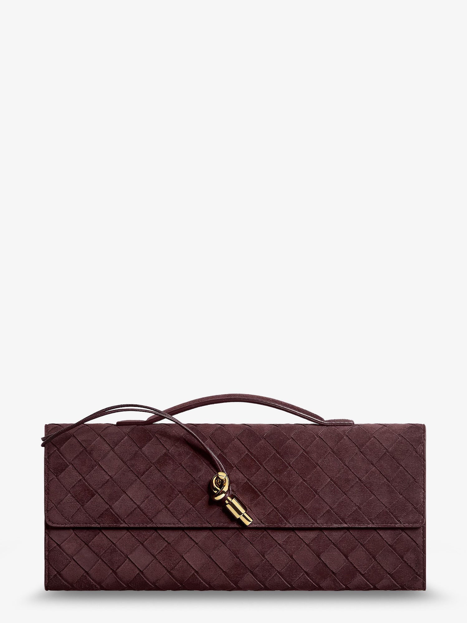Bottega Veneta Andiamo Suede Clutch With Intrecciato Pattern