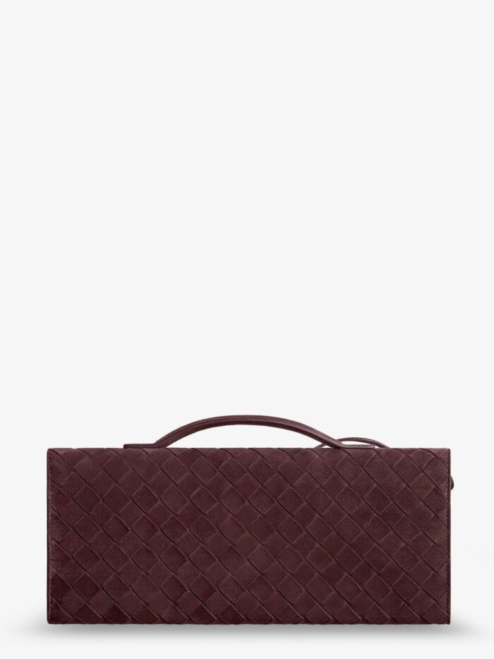 Bottega Veneta Andiamo Suede Clutch With Intrecciato Pattern