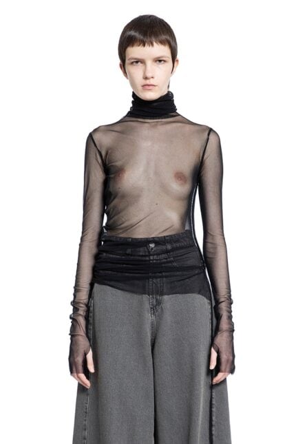 ANDREA YA AQOV Mesh Turtleneck Top