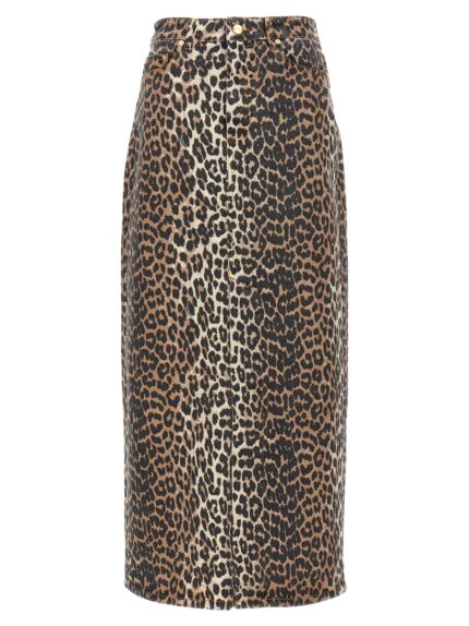 GANNI Animal Print Long Skirt