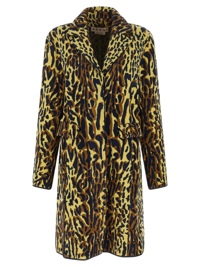 marni animalier jacquard wool coat Marni Animalier Jacquard Wool Coat