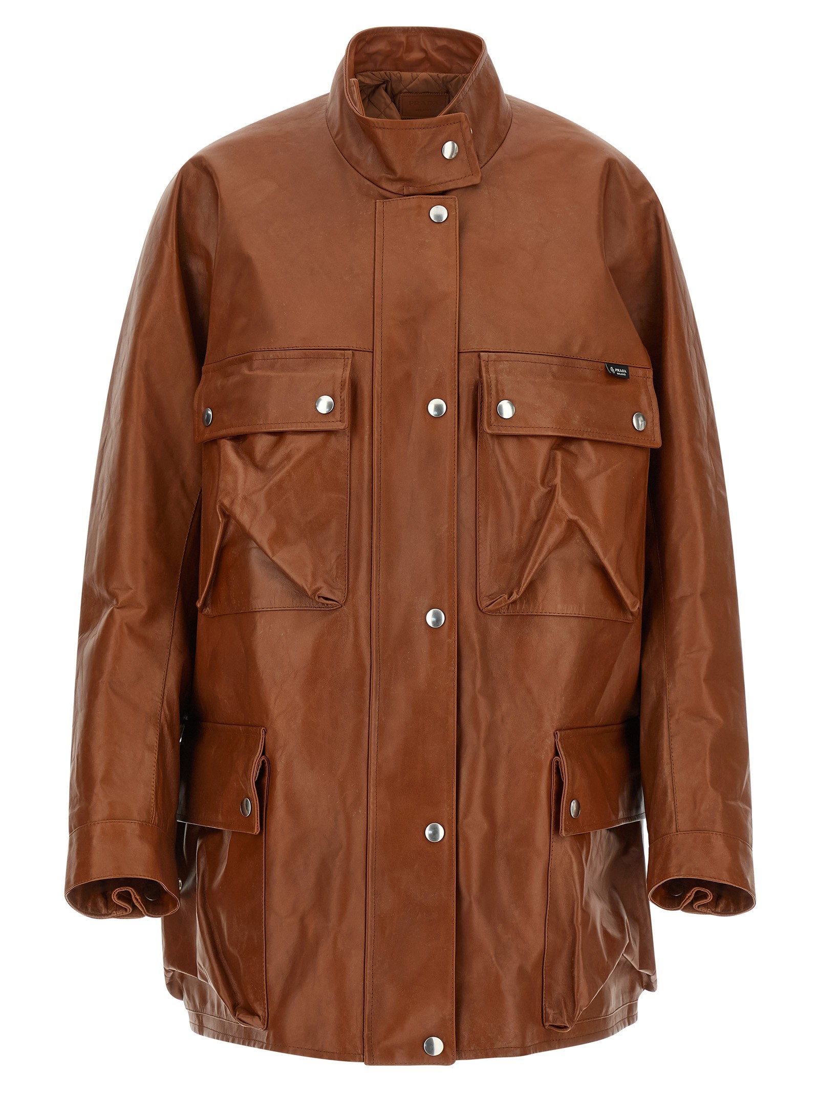 PRADA Antiqued Leather Caban
