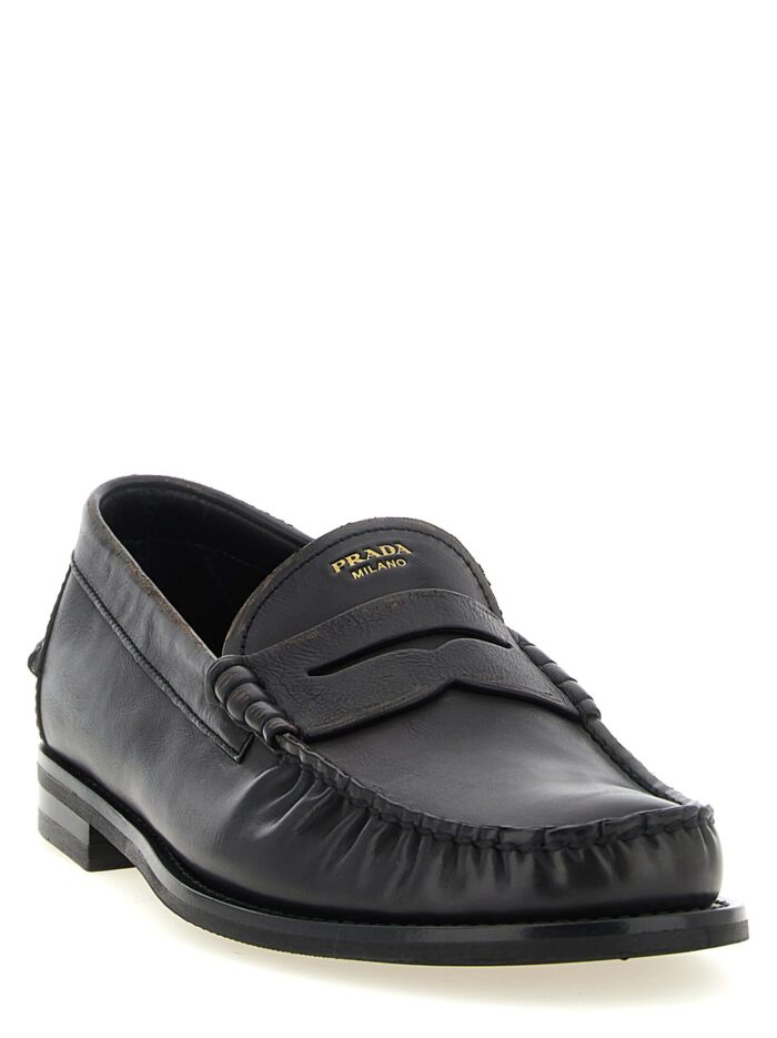 PRADA Antiqued Leather Loafers