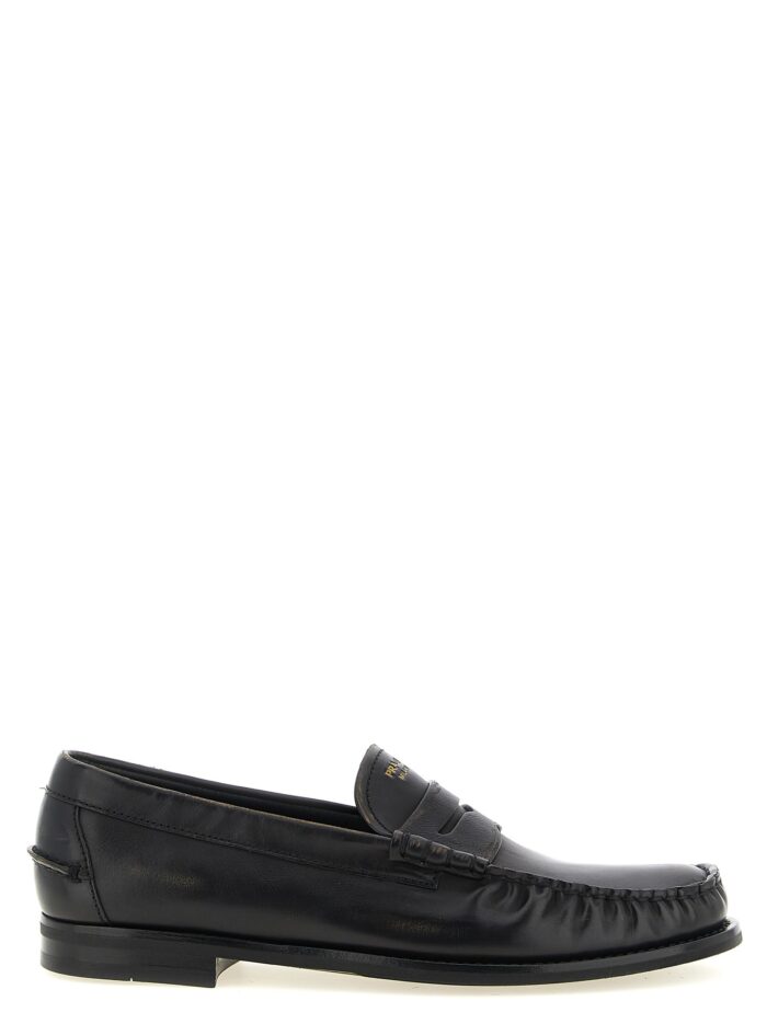 prada antiqued leather loafers PRADA Antiqued Leather Loafers