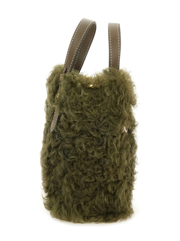 ANYA HINDMARCH "N/S MINI EYES" SHEARLING TOTE BAG