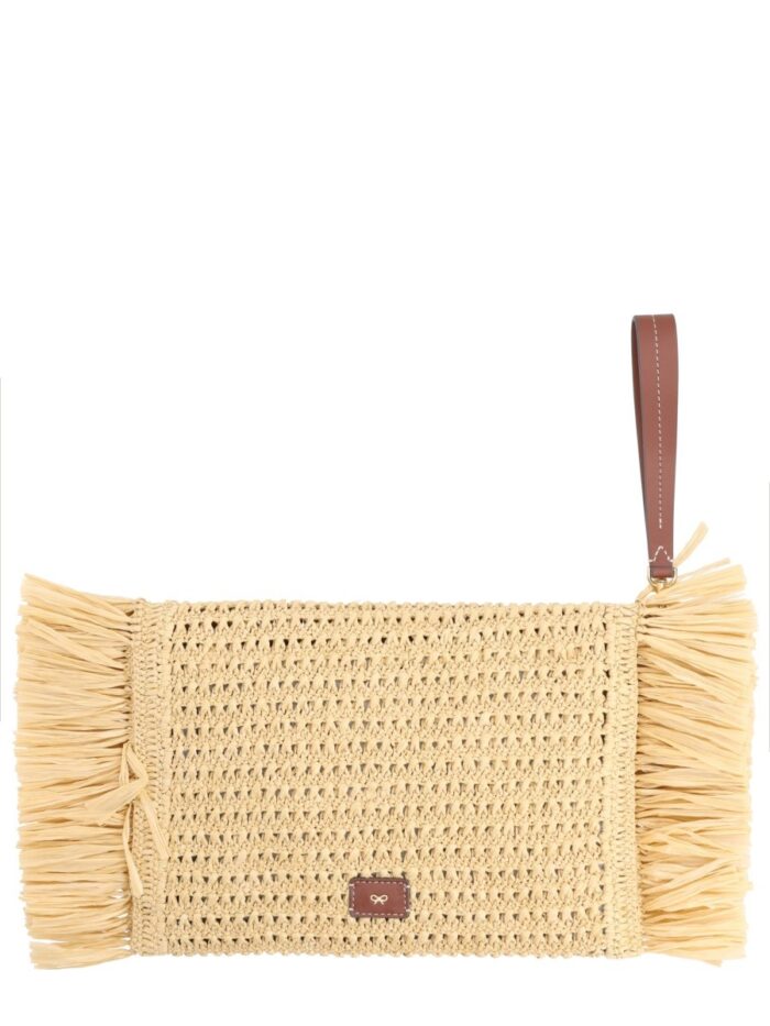 ANYA HINDMARCH OVERSIZE RAFFIA CLUTCH BAG