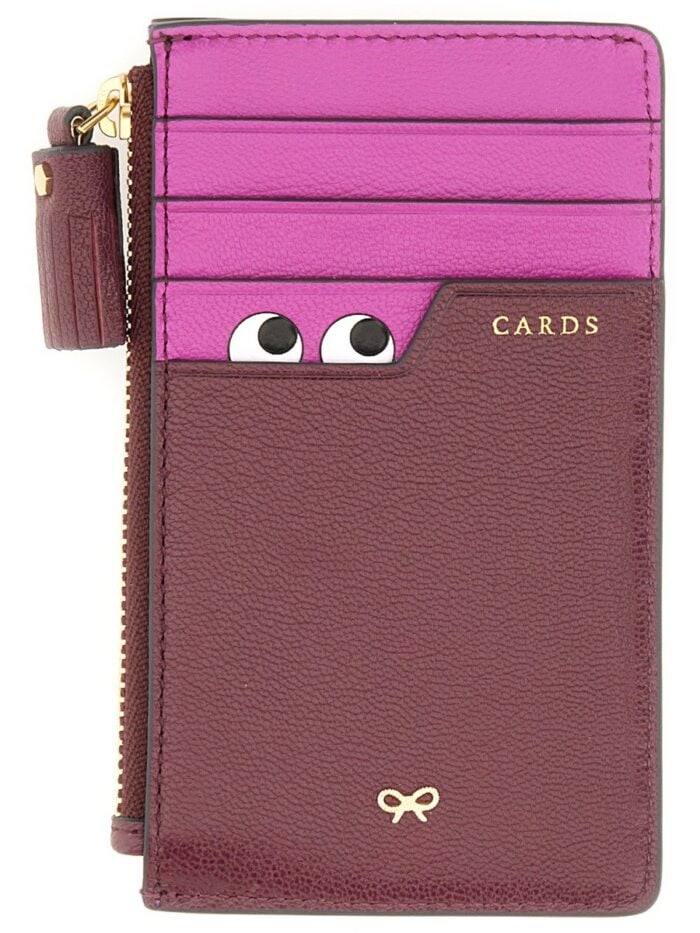 ANYA HINDMARCH "PEEPING EYES" CARD HOLDER WITH ZIPPER