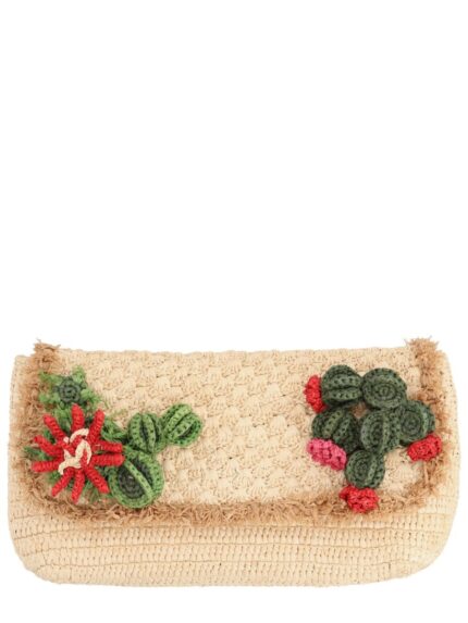 ANYA HINDMARCH RAFFIA "CACTUS" CLUTCH BAG