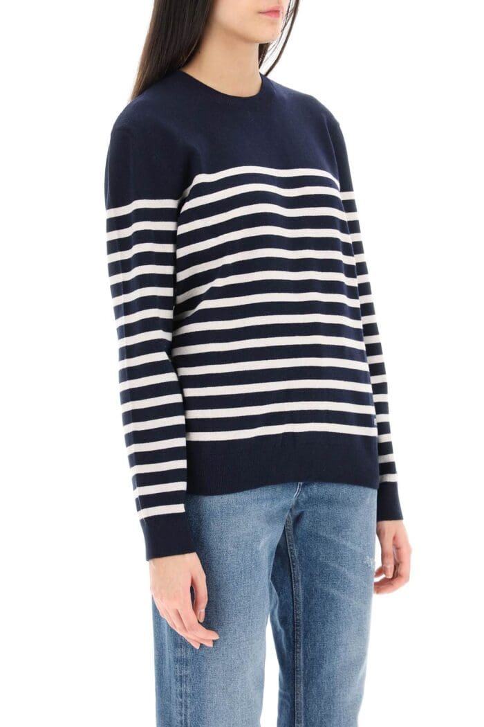 A.p.c. 'phoebe' Striped Cashmere And Cotton Sweater