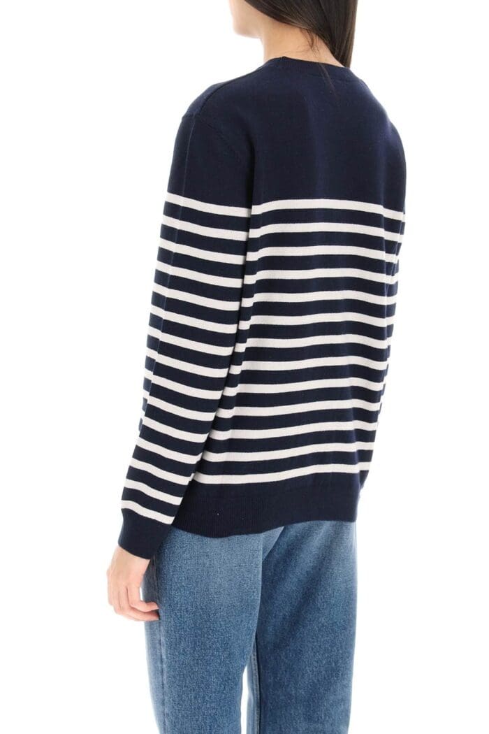 A.p.c. 'phoebe' Striped Cashmere And Cotton Sweater