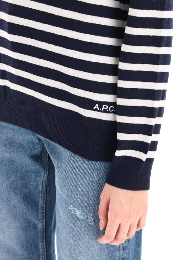 A.p.c. 'phoebe' Striped Cashmere And Cotton Sweater