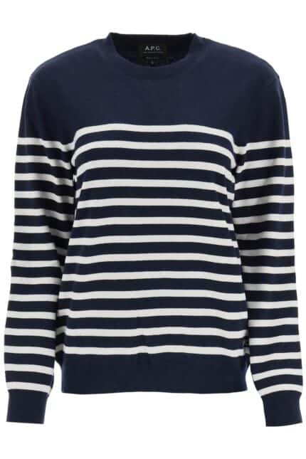 A.p.c. 'phoebe' Striped Cashmere And Cotton Sweater