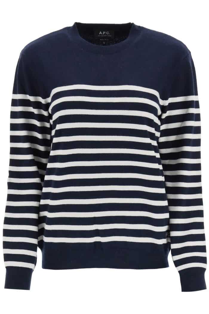 A.p.c. 'phoebe' Striped Cashmere And Cotton Sweater