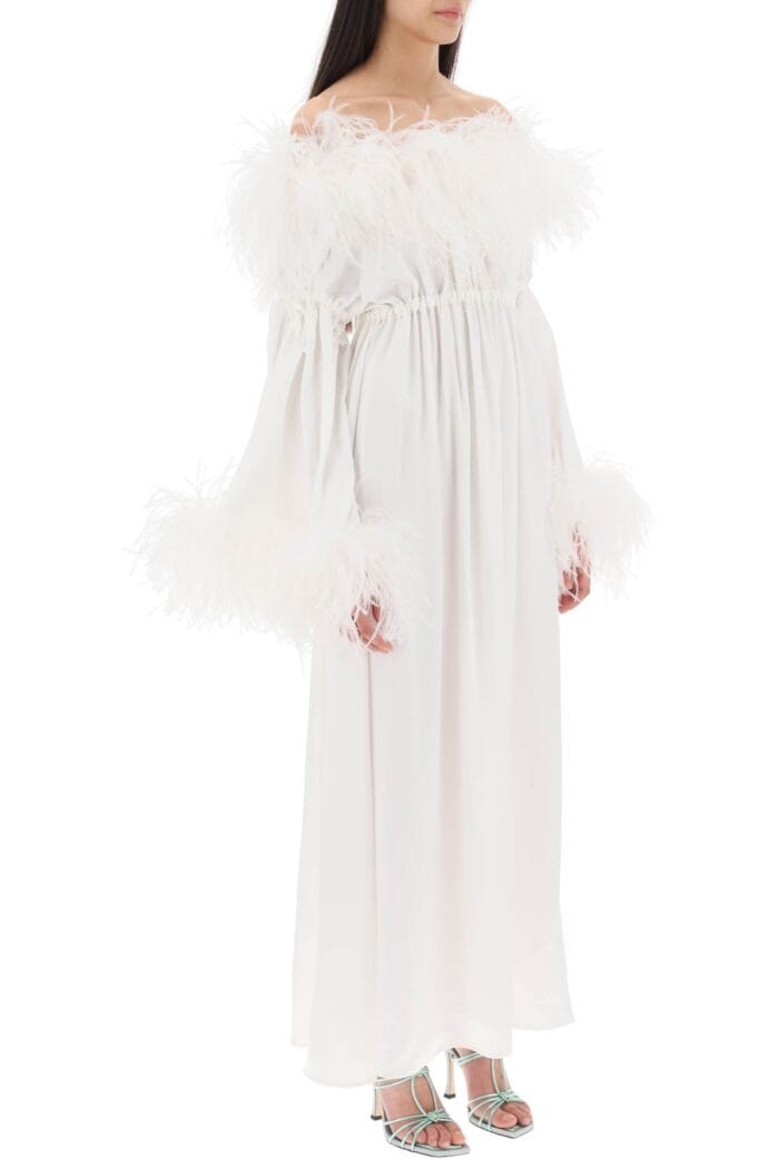 Art Dealer 'bettina' Maxi Dress In Satin With Feathers