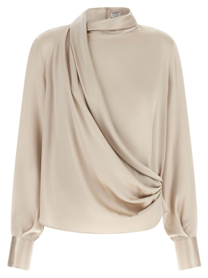 brunello cucinelli asymmetric draped blouse Brunello Cucinelli Asymmetric Draped Blouse