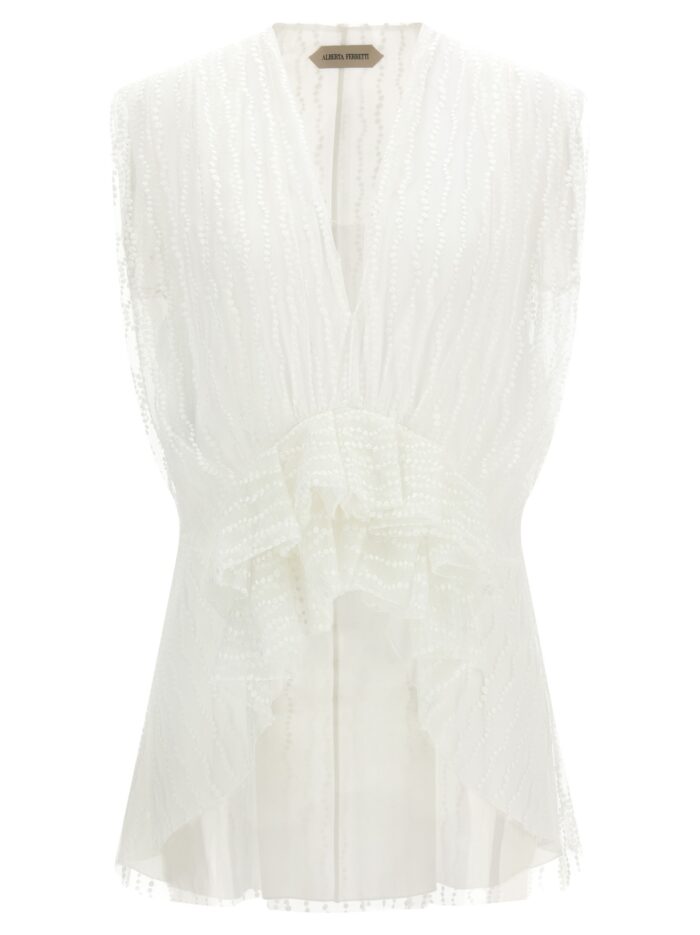 alberta ferretti asymmetrical tulle top Alberta Ferretti Asymmetrical Tulle Top