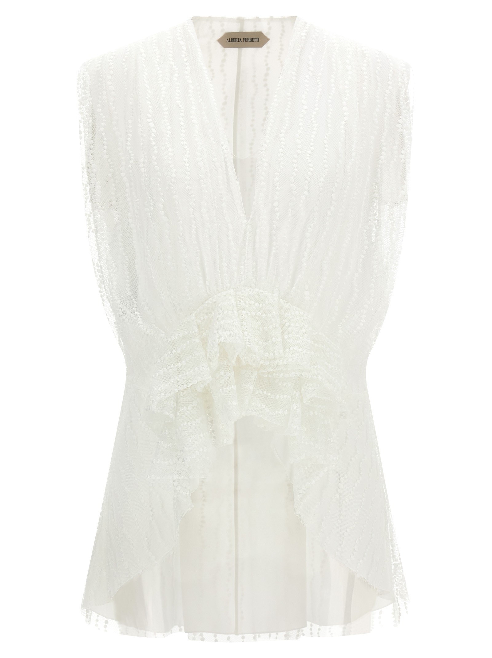 Alberta Ferretti Asymmetrical Tulle Top