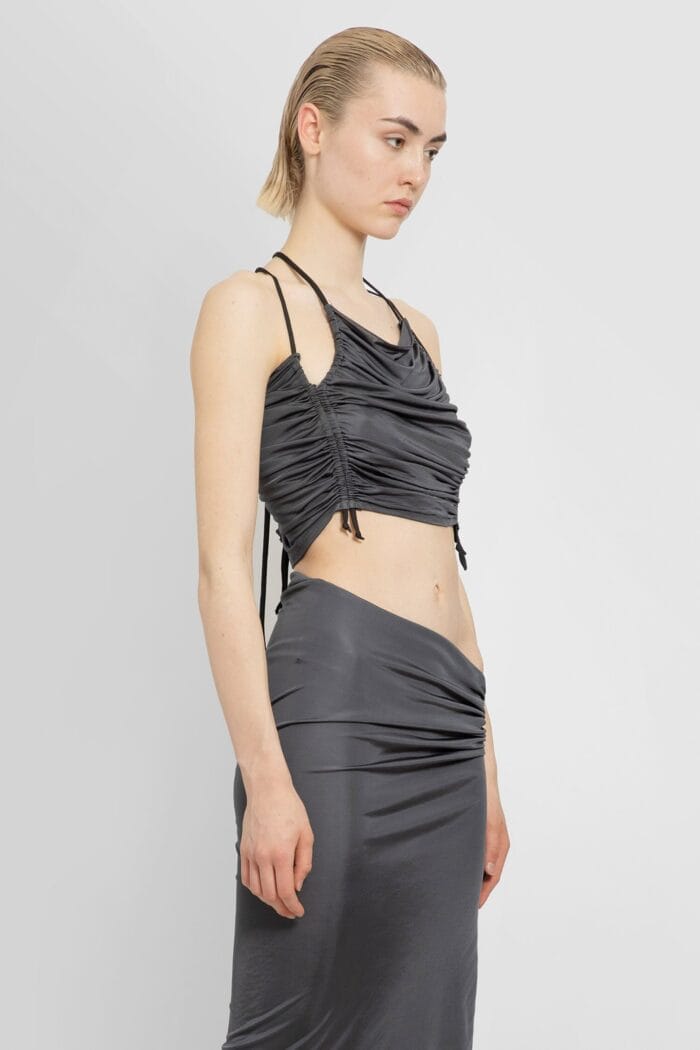 ATLEIN Sleeveless Ruched Cropped Top