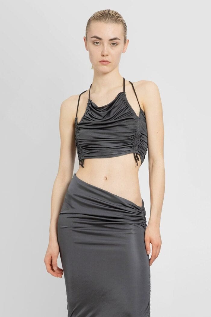 ATLEIN Sleeveless Ruched Cropped Top